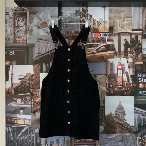 Forever 21 Dresses & Skirts - Black Button-Up Overall Corduroy Dress